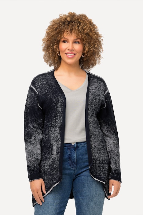 Strickjacke, hellere Kanten, A-Linie, Rollkanten