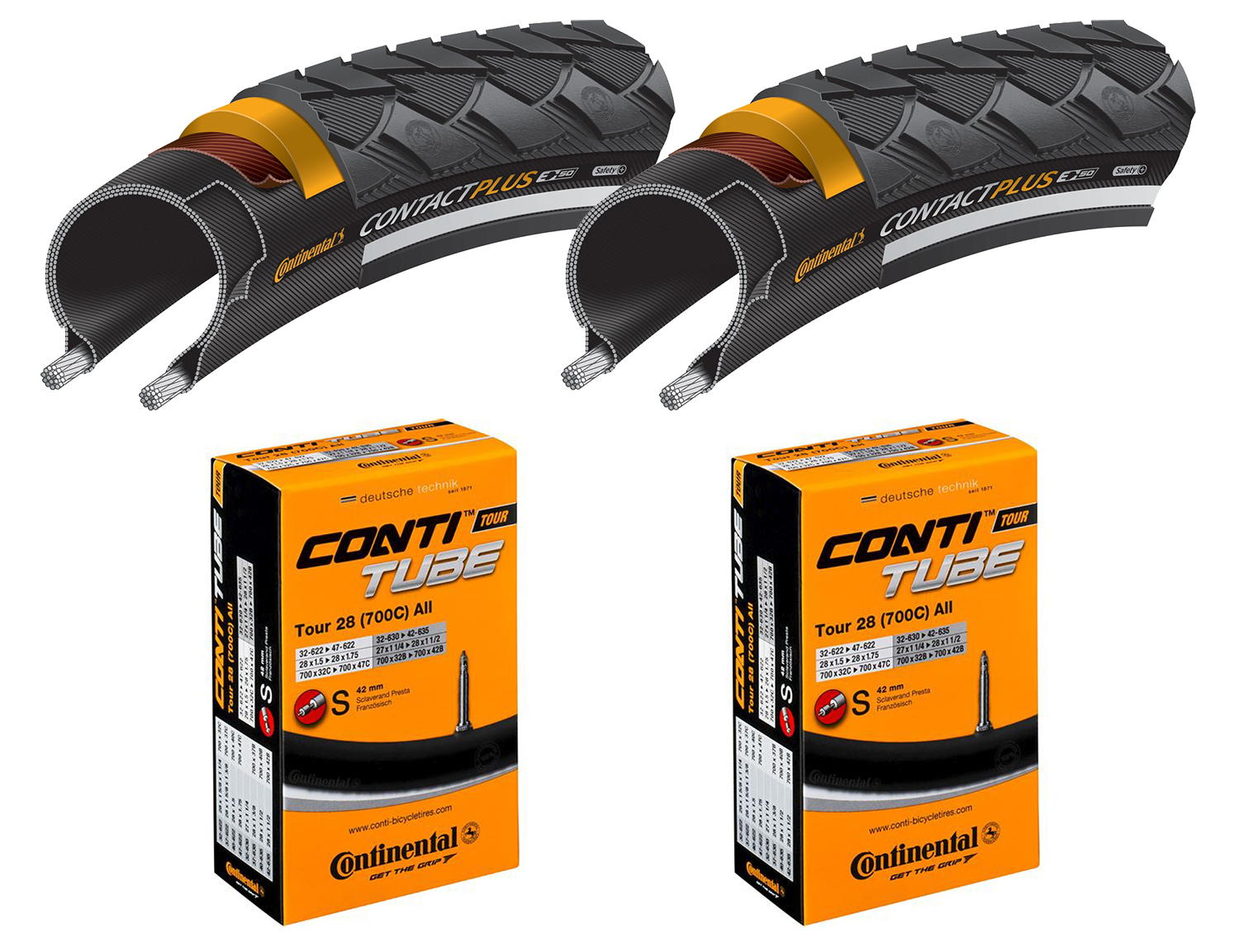 Continental Contact Plus hverdagsdæk 700 x 35C reflekskant sampak racerventil