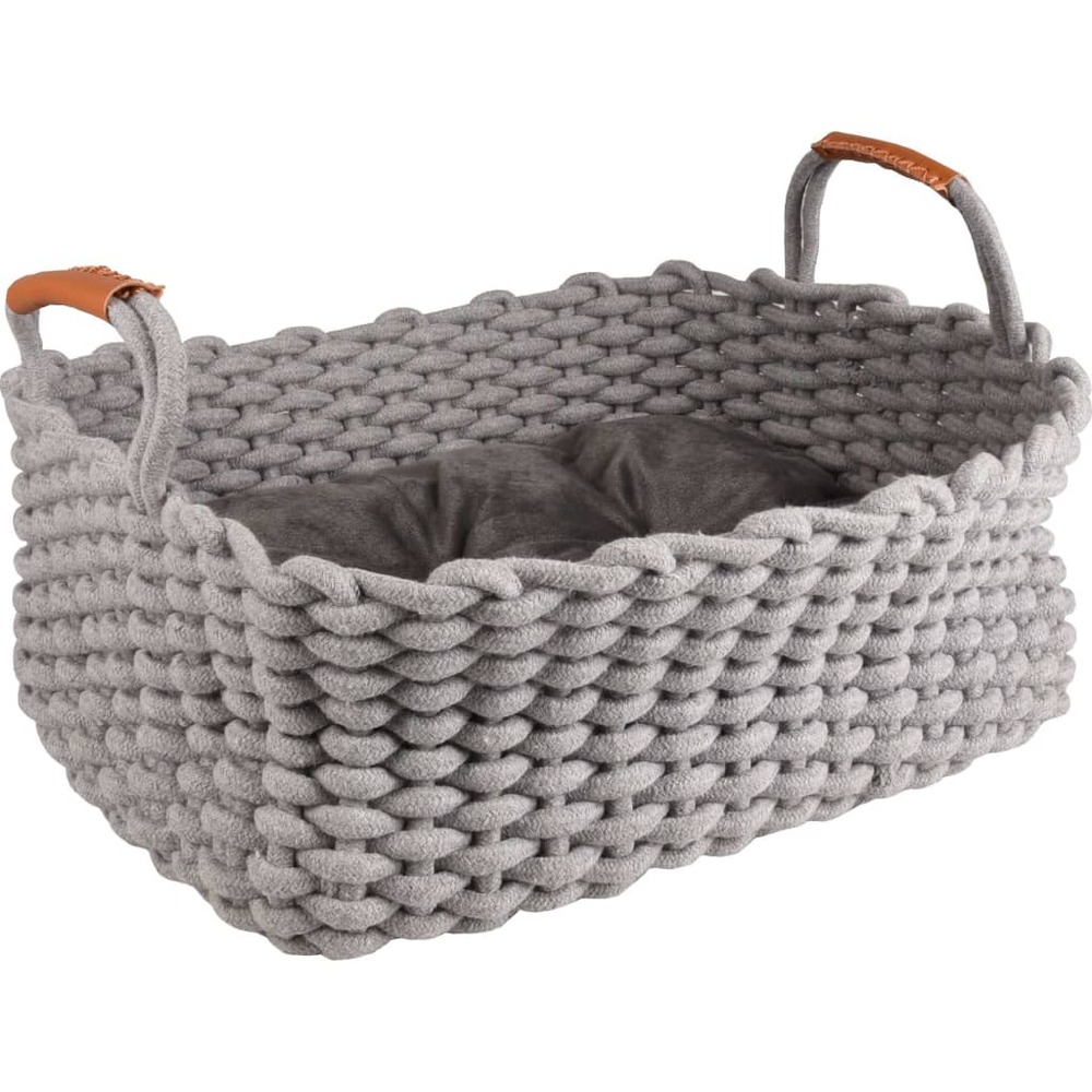 Panier de chat et coussin enya rectangulaire gris 45x32x18 cm