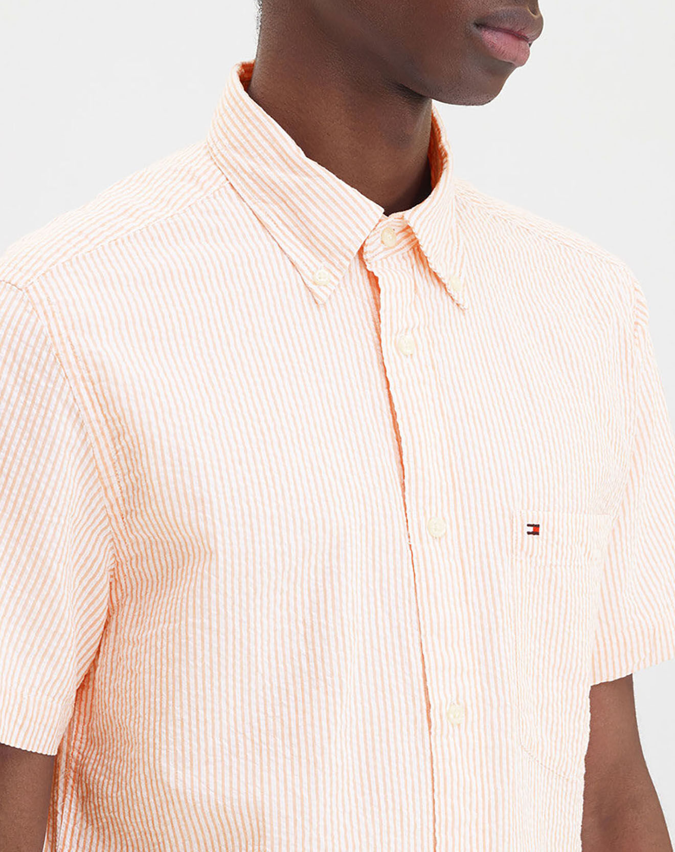 Tommy Hilfiger Chemise regular fit seersucker orange clair