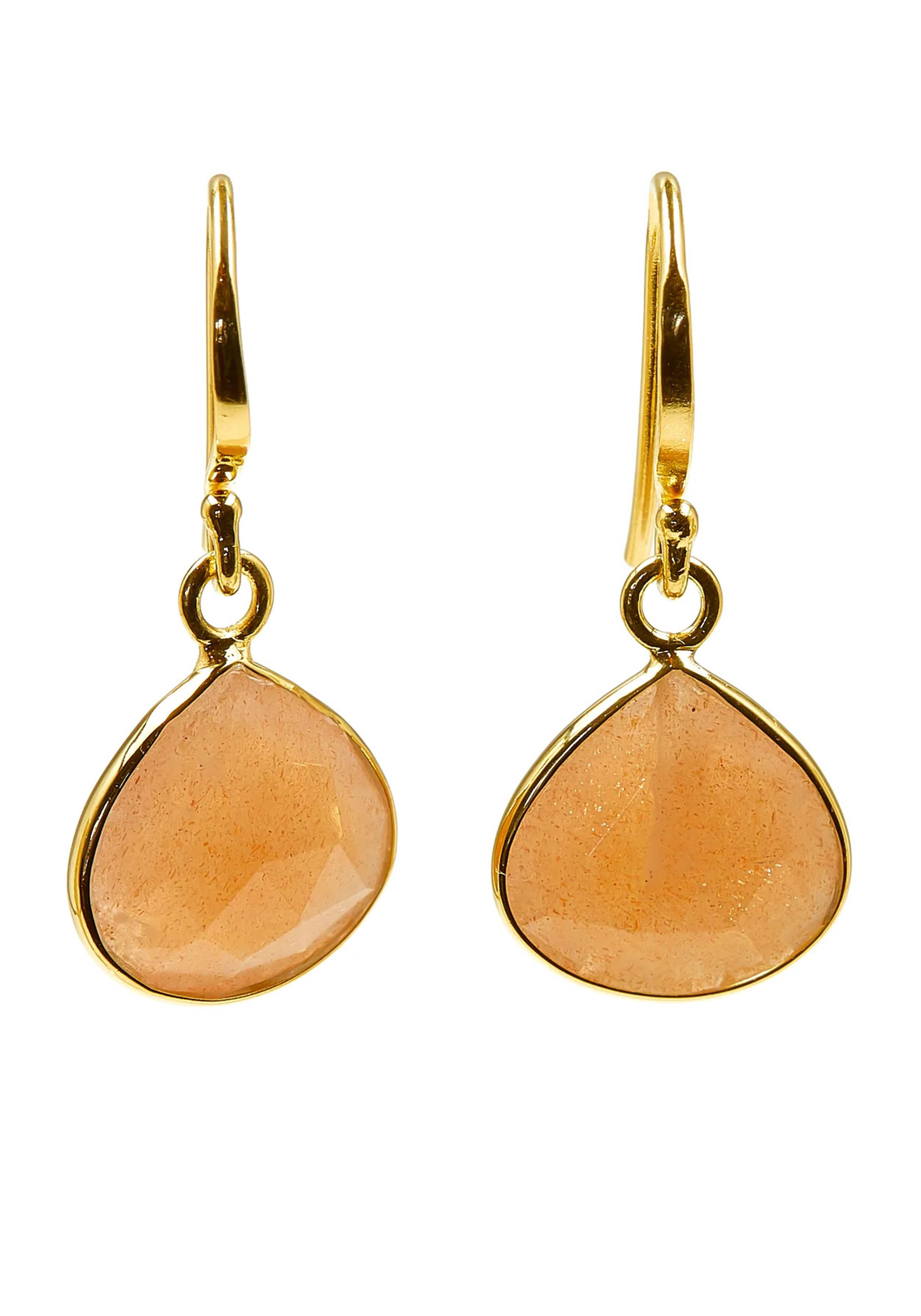 Le tresor du monde Teardrop Ohrringe Pfirsich Mondstein