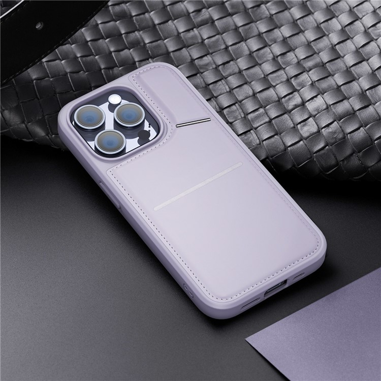 iPhone 15 Pro MagSafe Hybrid Leder Hülle mit Kartenfach   Kickstand Aufsteller (RFID Schutz) - Lila