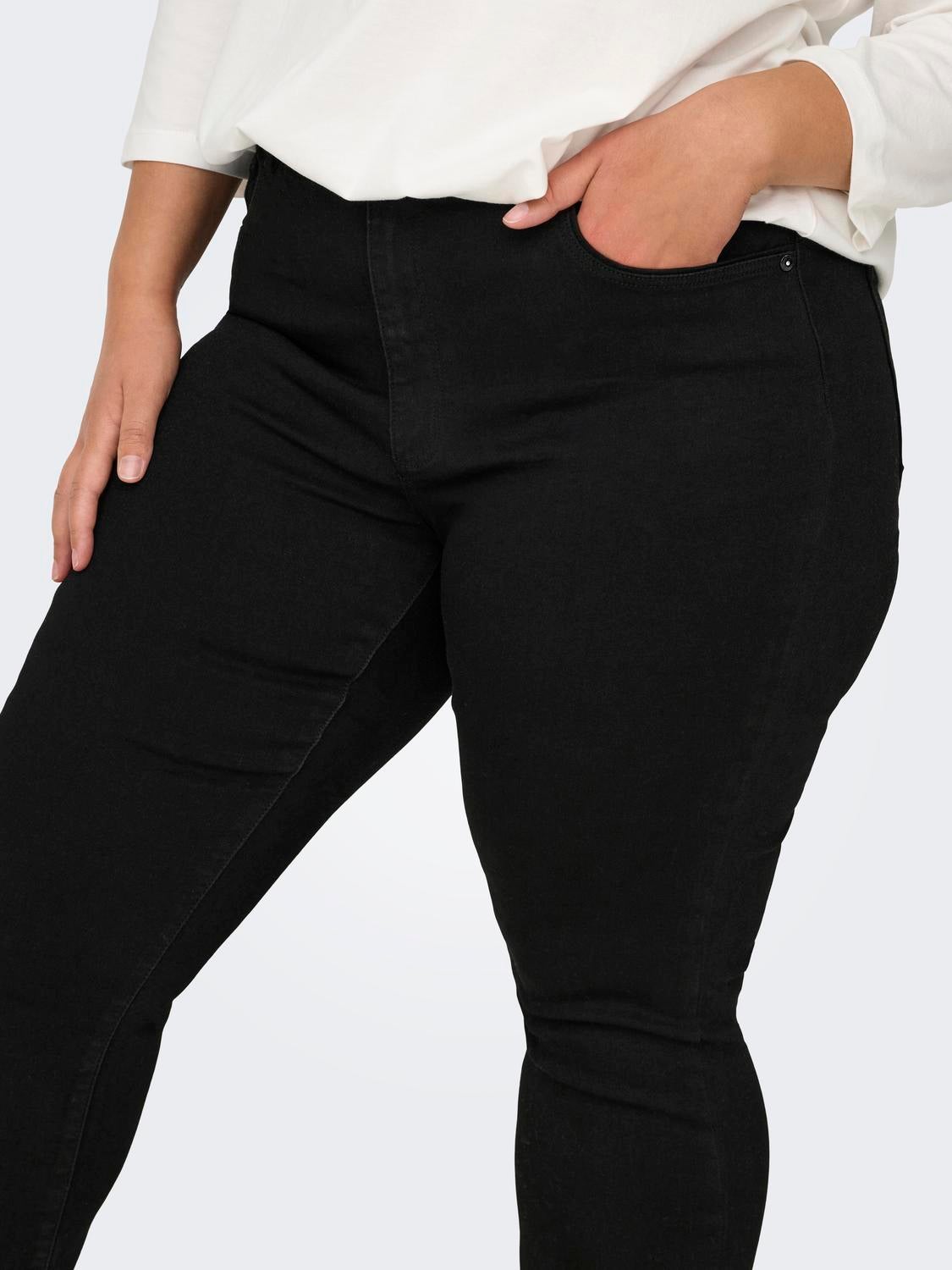 CARSALLY Hohe Taille Ausgestellt Jeans Black