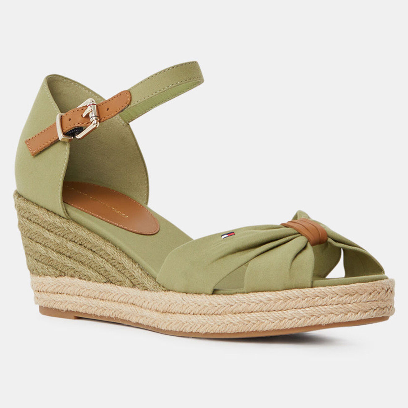 Tommy Hilfiger Sandales compensées Basic Opened Toe kaki - Talon 6.5 cm