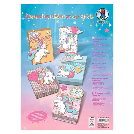 URSUS Geschenkboxen Set Einhorn, 5 Boxen sortiert in 2 Größen