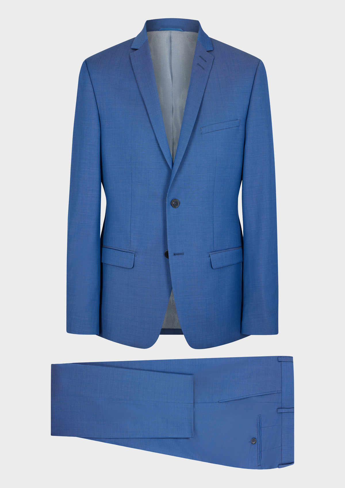 Costume 2 pièces Slim en laine unie bleu azur