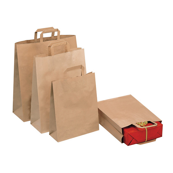 Sac kraft à poignées plates RAJA, lot de 150