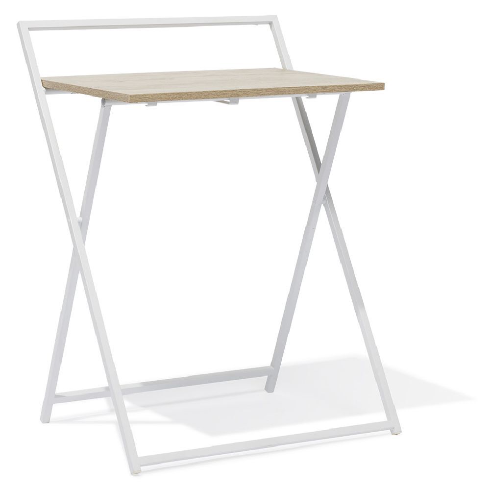 Bureau pliable Nathan métal et bois blanc 63x45xH84cm