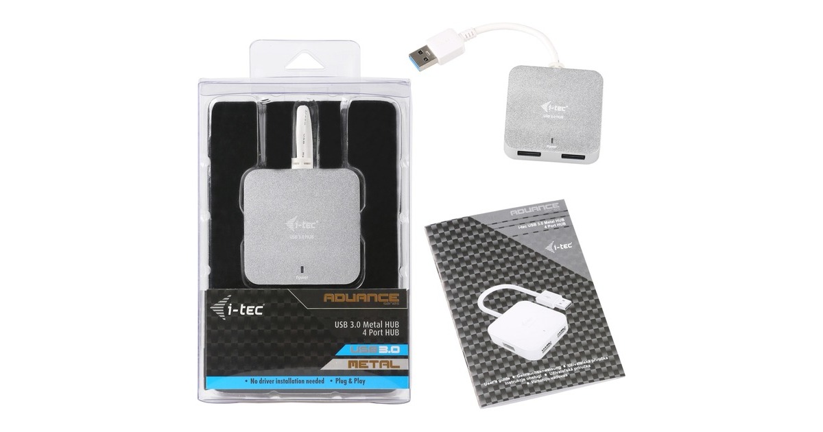 i-tecUSB 3.0 Metal Passive HUB 4 Port usb-hub  (Zilver)