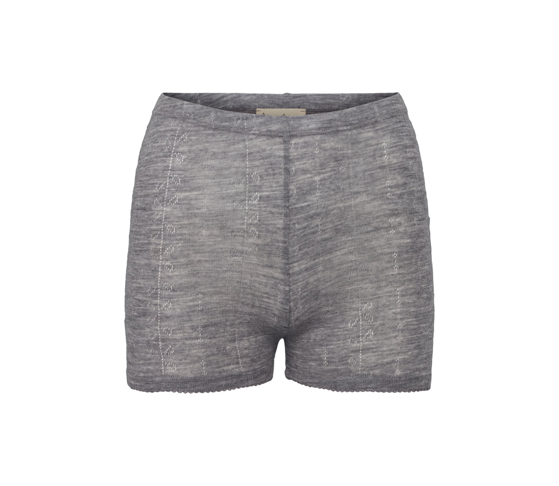 Poe W, Uld Pointelle Underbukser - Grey Melange