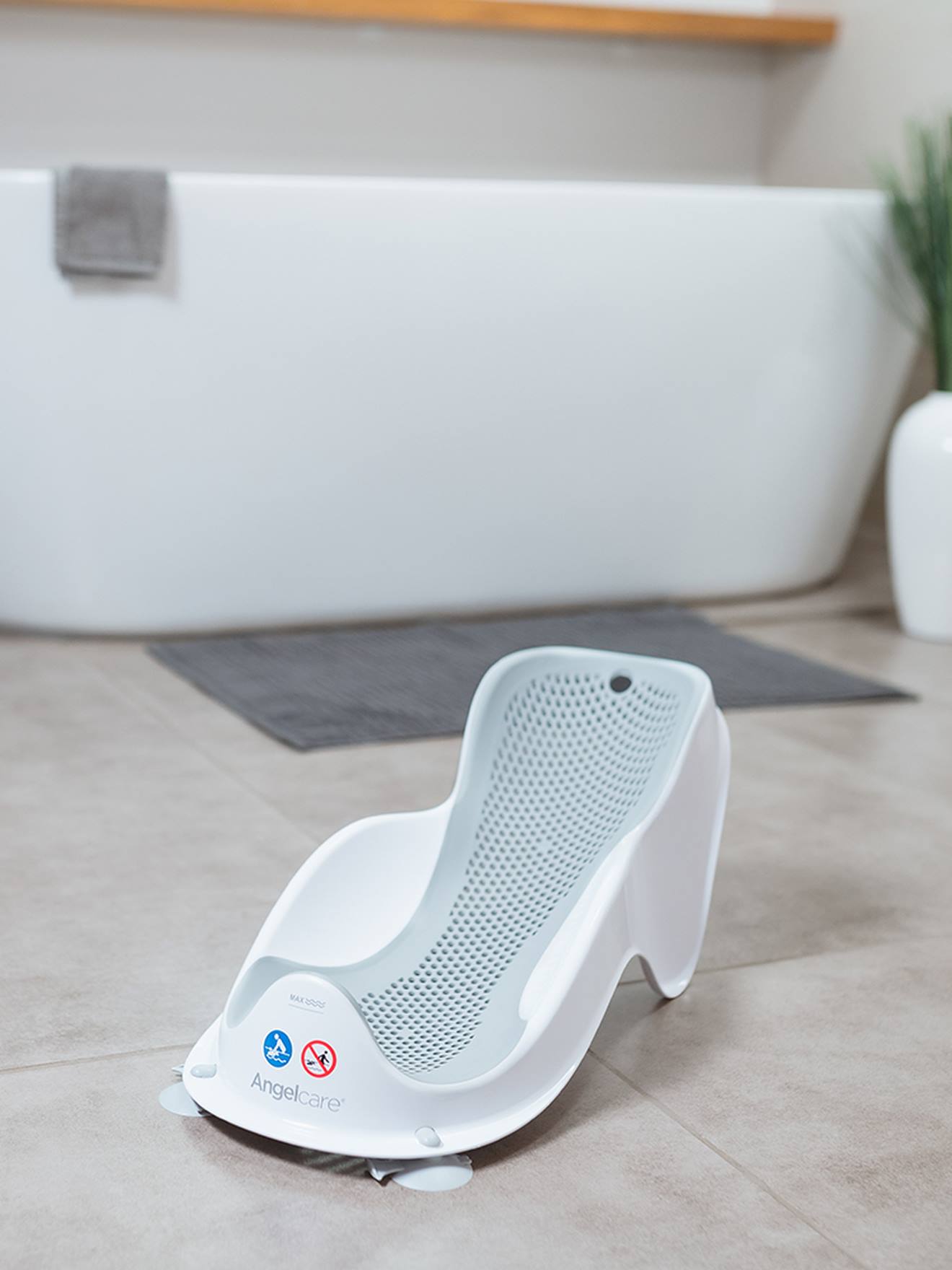 Rede de banho Fit ANGELCARE, tamanho médio, cinza liso