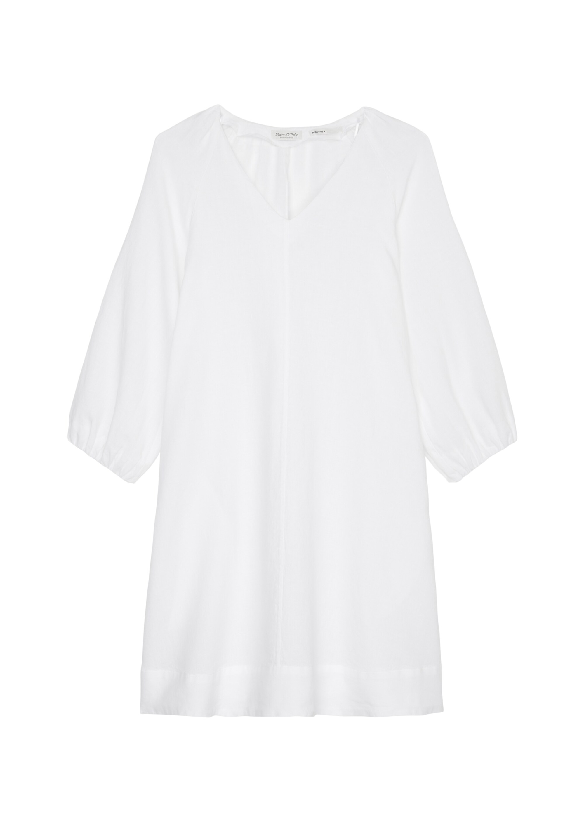 Kurzes Leinen-V-Neck-Kleid in A-Linie geschnitten