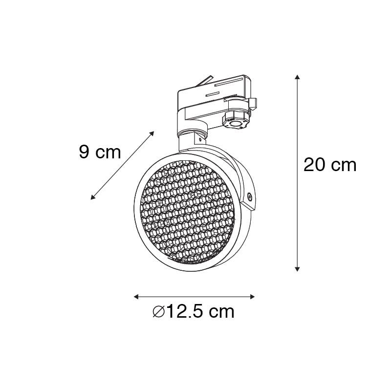 Railspot zwart voor 3-fase rail GU10 111mm - 3-Phase Master Honey
