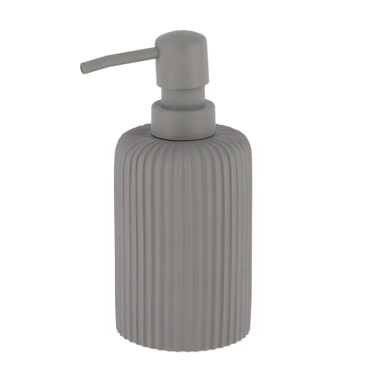DISTRIBUTEUR A SAVON ARRONDI STRIE POLYRESINE 230ML GRIS