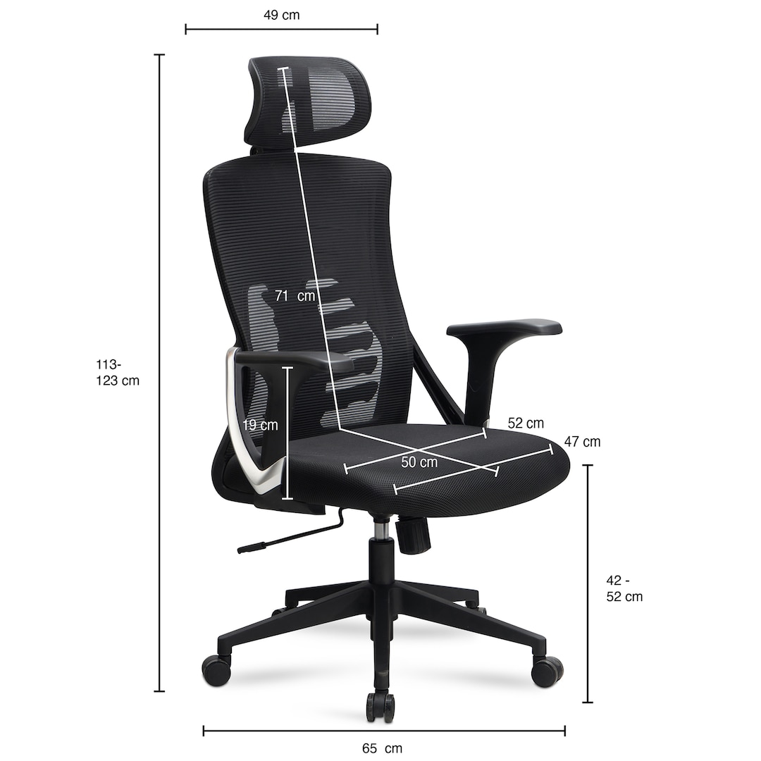 Bürostuhl 65x123x65 cm Stoff schwarz