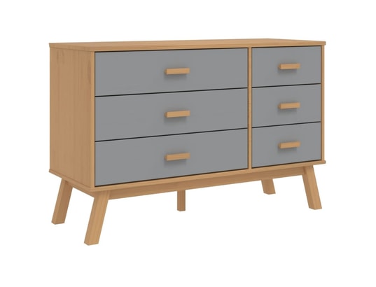 VIDAXL - Armoire à tiroirs olden gris et marron bois de pin solide