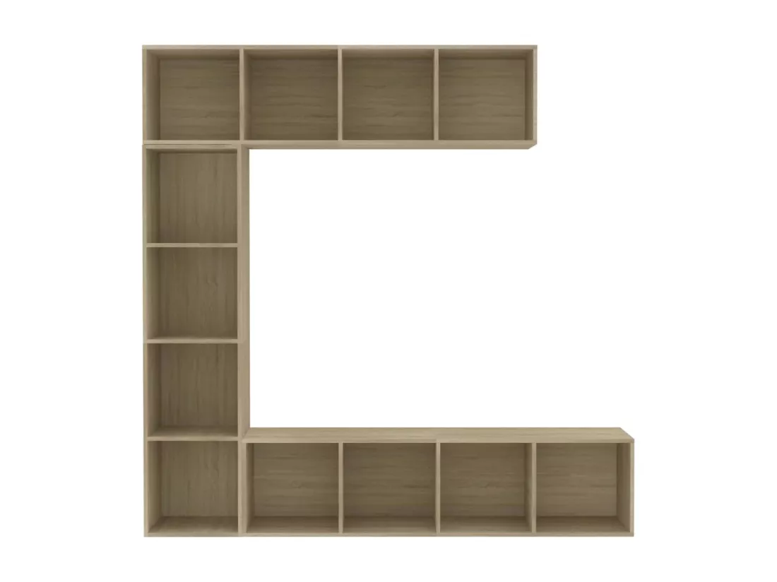 Jeu de bibliothèque/meuble TV 3 pièces Chêne sonoma 180x30x180 cm