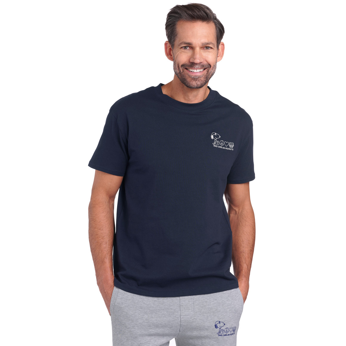 Jonas Nielsen Peanuts T-Shirt mit Stickerei dunkelblau
