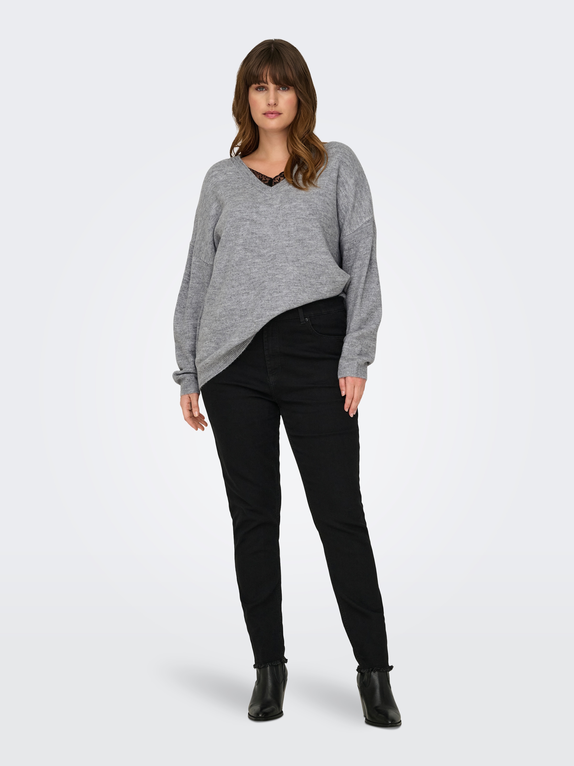 ONLY CARMAKOMA Strickpullover »CARMANIFESTA LS REVERS.PULLOVER KNT BF« Materialmix