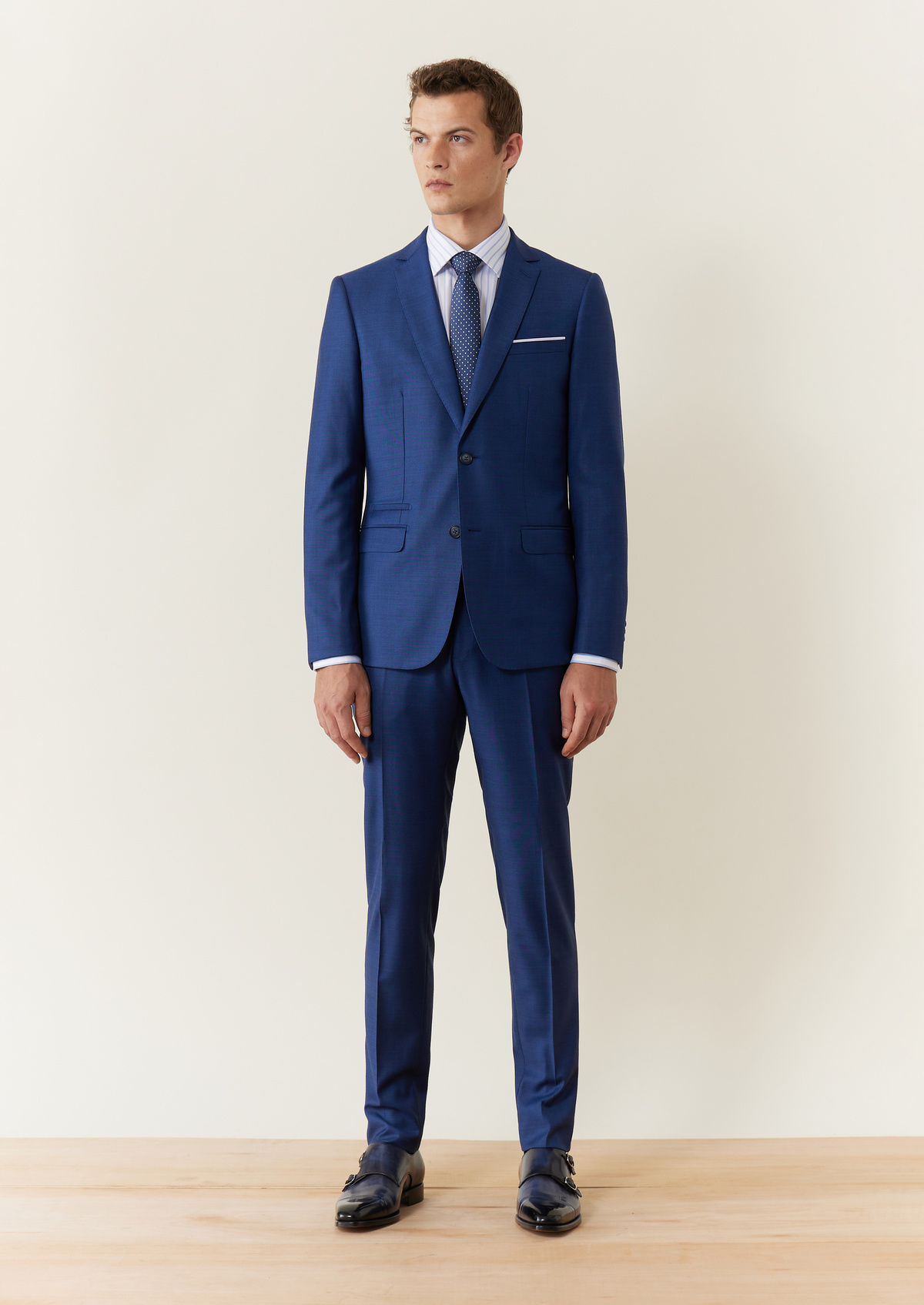 Costume 2 pièces Slim en laine unie bleu cobalt