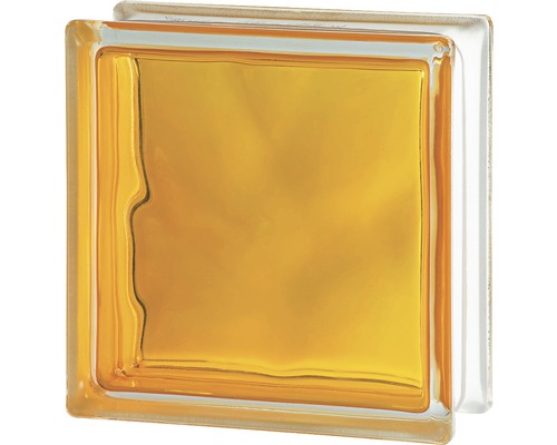 Glazen blok Brilly geel 19 x 19 x 8 cm