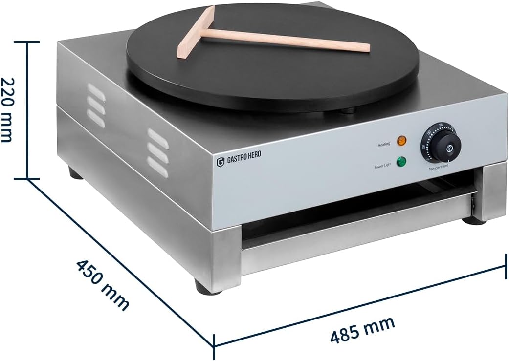 Elektro Crêpes Eisen I Crepes Maker Ø 40 cm Teflonbeschichtet I Crepe Maschine für Gastronomie mit Temperaturregelung I Instant Crepe Maker