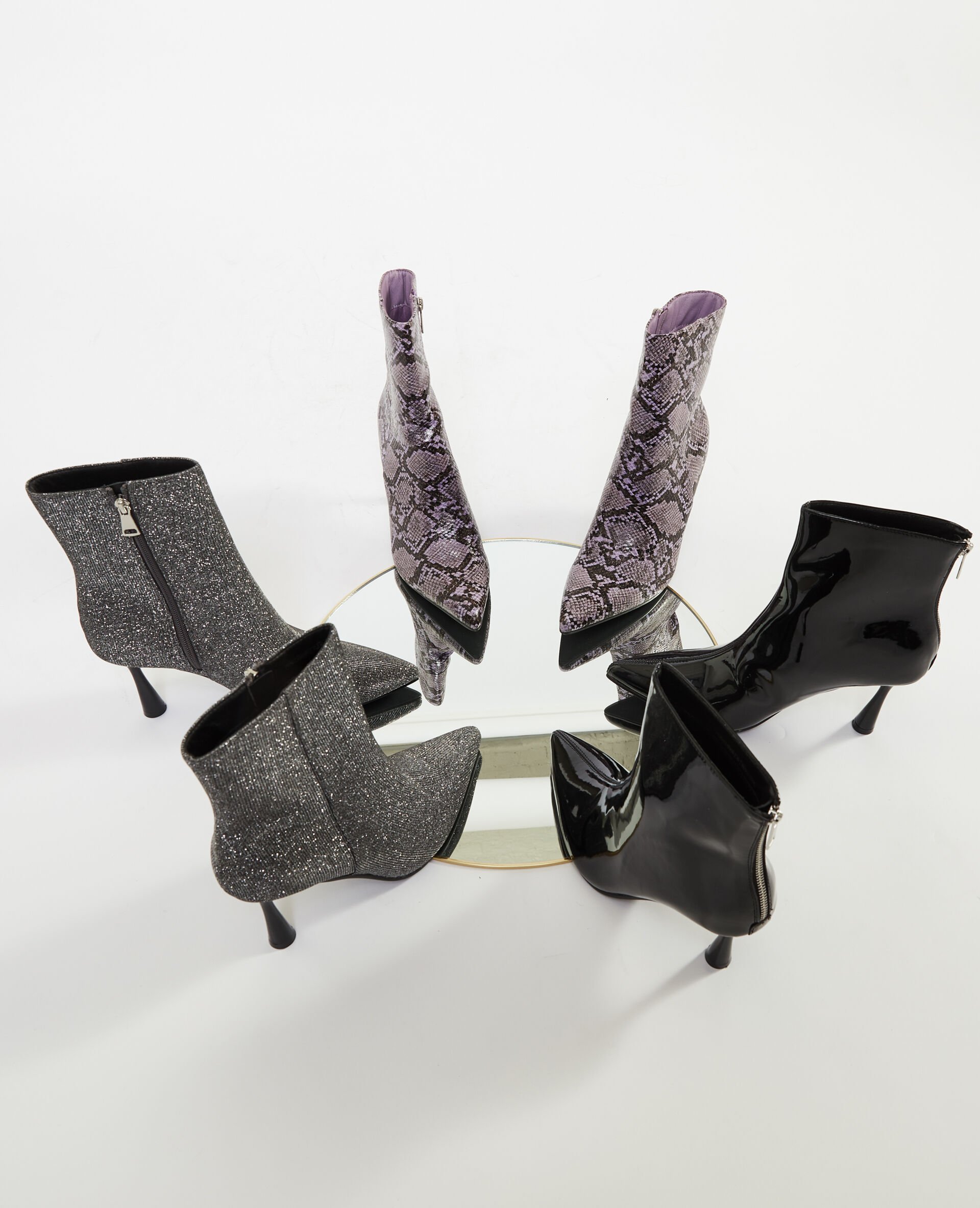 Boots pointues effet serpent - Lilas
