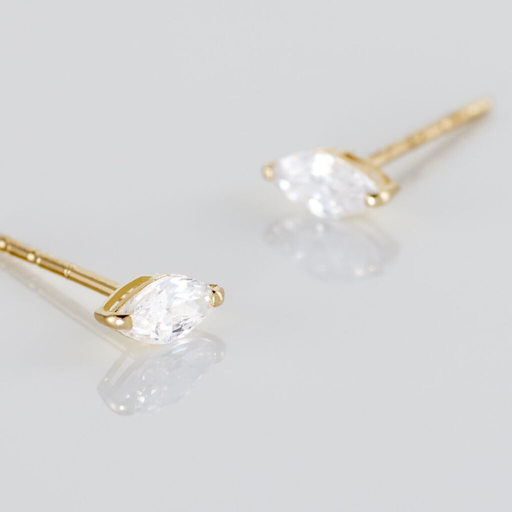 Boucles D'oreilles Puces Muflier Or Jaune Oxyde
