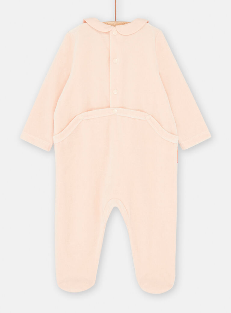 Grenouillère en velours rose bébé fille