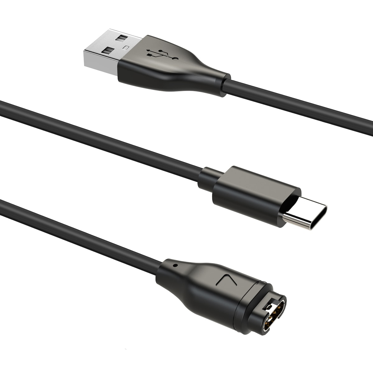 Llader for USB-C mobiltelefon og sportsklokke Sort