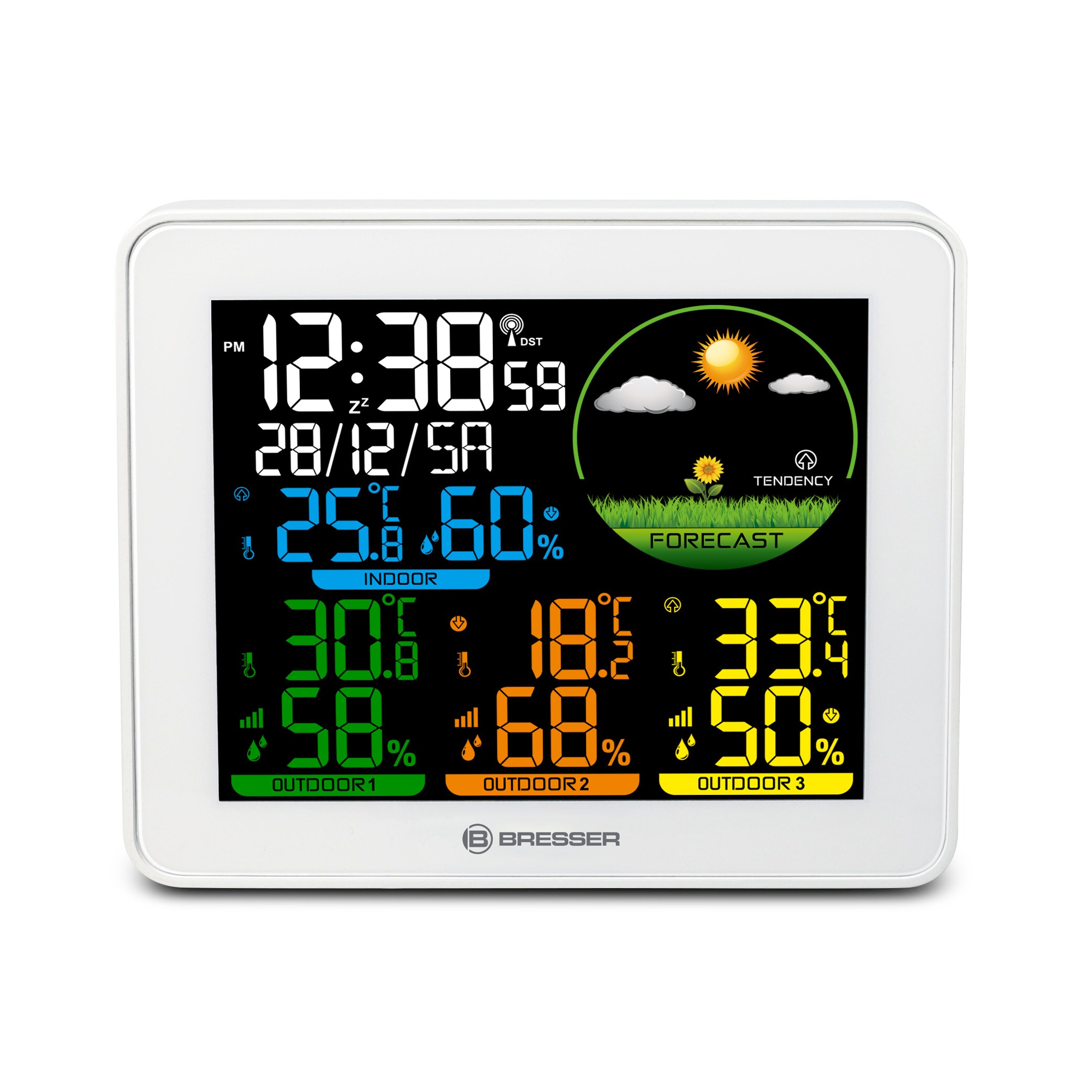 BRESSER Farbwetterstation mit 3 Sensoren