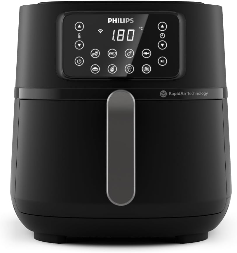 Philips Airfryer 5000 Series Heißluftfritteuse XXL, 7,2L (1,4Kg), 16-in-1 Airfryer, Wifi Verbunden, 90% Weniger Fett Mit Rapid Air Technologie, Rezepte-App (HD9285/90)
