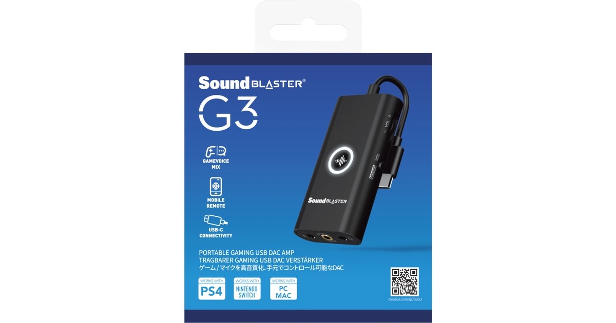 CreativeSound Blaster G3 geluidskaart  (Zwart, PlayStation 4, Nintendo Switch, PC, en Mac)