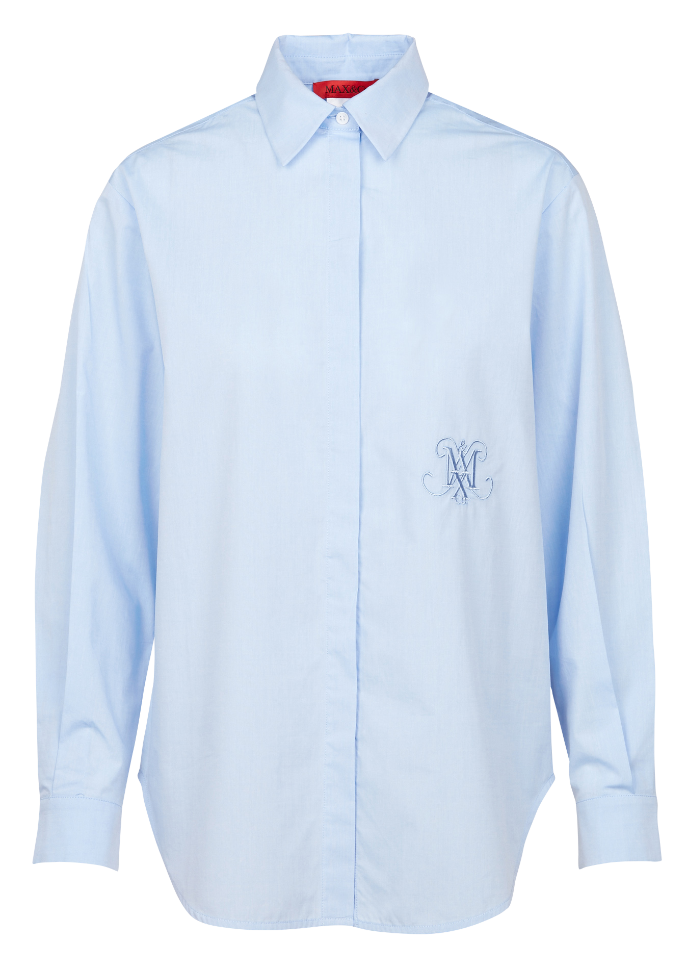 ORALE - Chemise col classique brodé en coton| Bleu