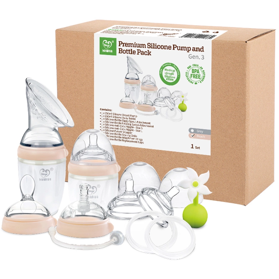 haakaa® Milchpumpe, Generation 3 Premium Set peach