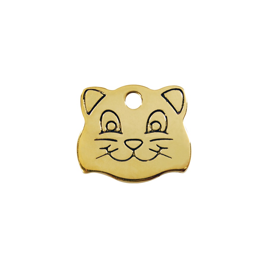 Etiqueta de identificação facial em latão para gatos.