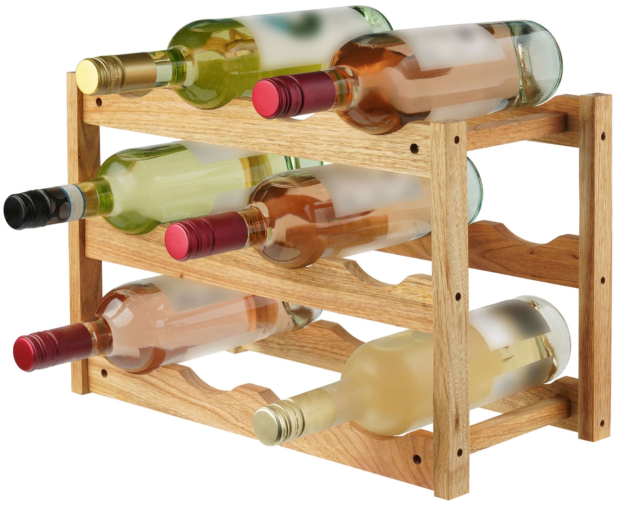 CLP Weinregal Morena I Stabiles Flaschenregal Aus Holz I Halterung Für 12 Flaschen