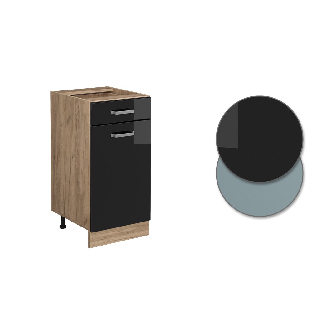 Vicco Schubunterschrank Küchenschrank R-Line Solid Eiche Schwarz 40 cm modern