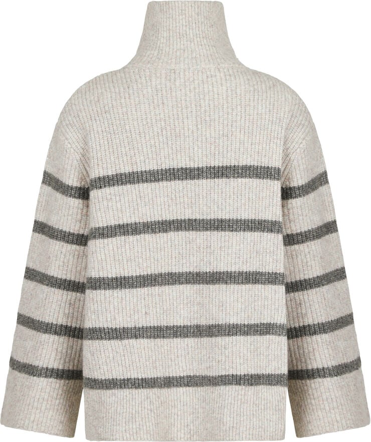 Neo Noir Nevena Stripe Knit Blouse Sand/grey