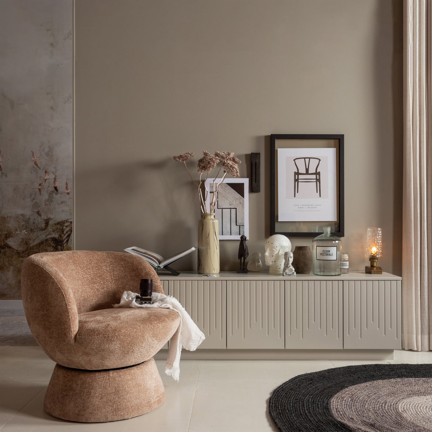 WOOOD Shuffle Draaifauteuil - Polyester - Naturel - 72x73x71