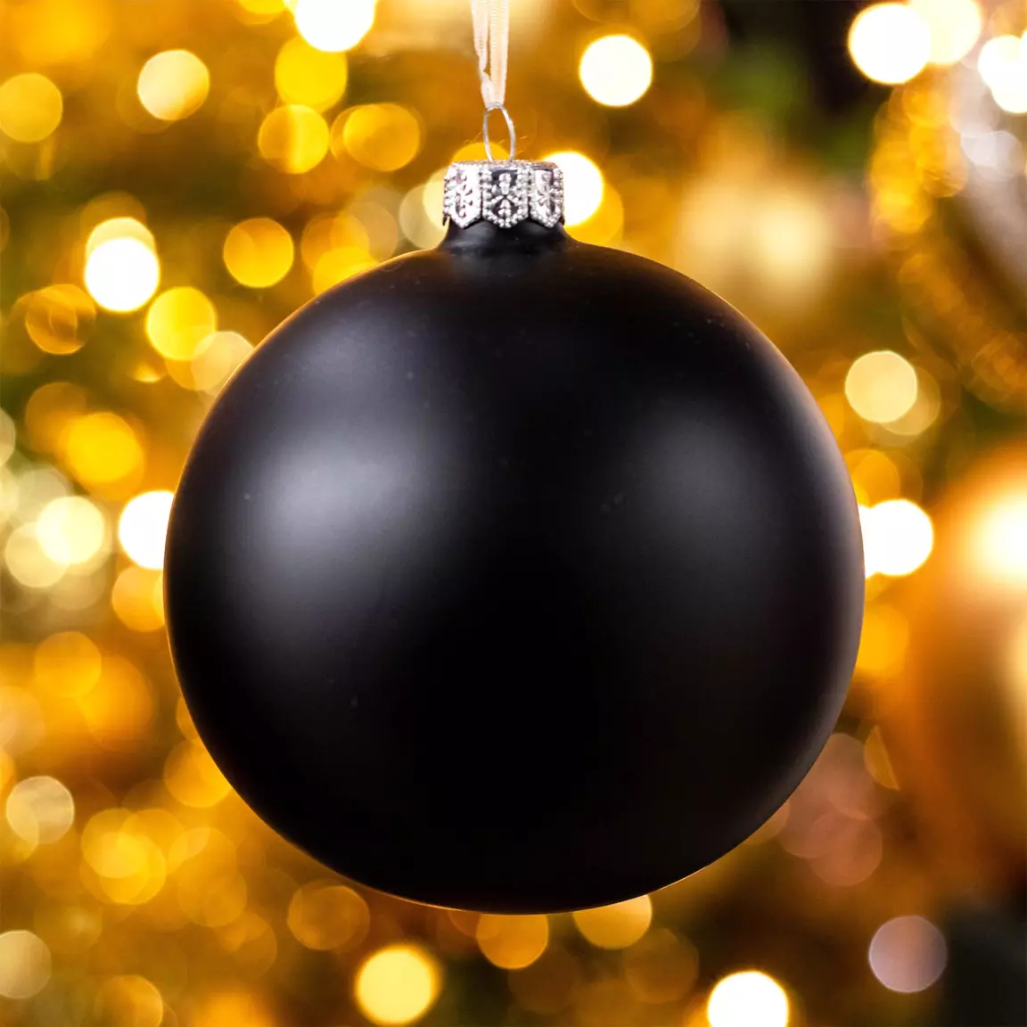 Lot de 4 boules de Noël en verre (D100 mm) Arctique mate Noir