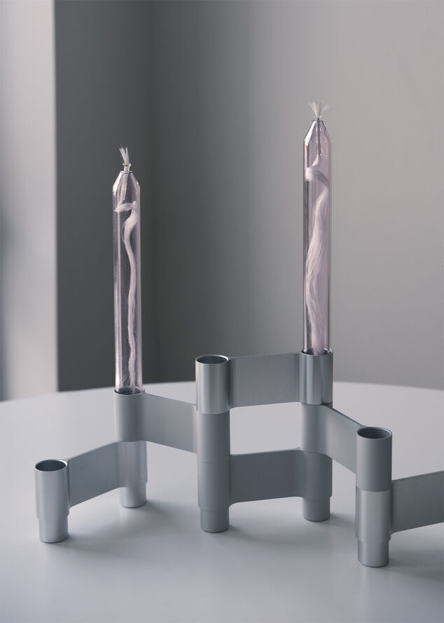Studio About LINK, CANDLE HOLDER, MATT ALUMINIUM, 11060M 223