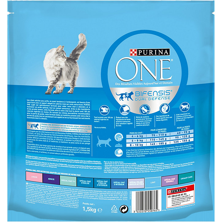 Croquettes pour chat One Light poulet et blé 1,5kg