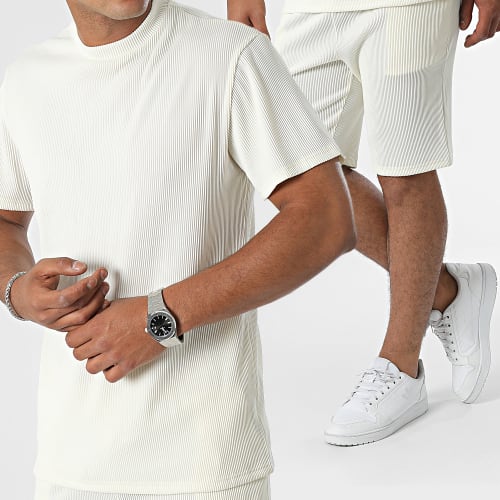 Ensemble Tee Shirt Et Short Jogging Beige