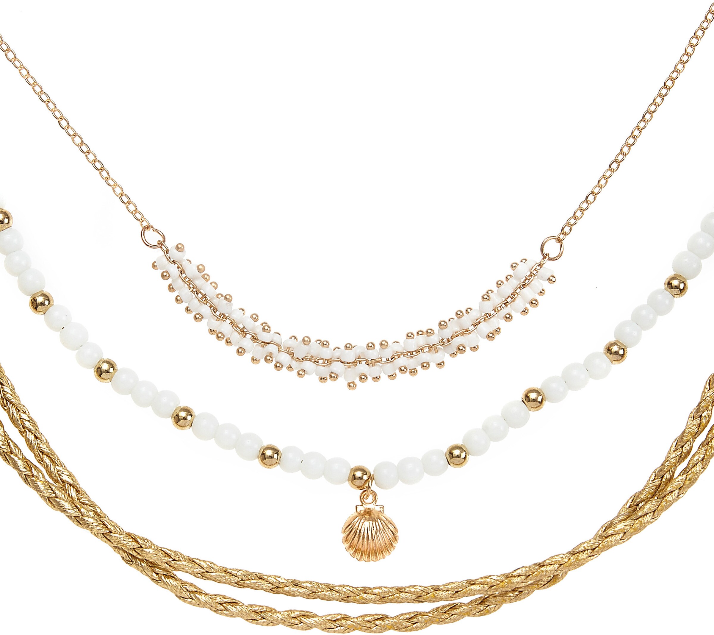 LASCANA Fußkette mit Anhänger in altgoldfarben-weiß