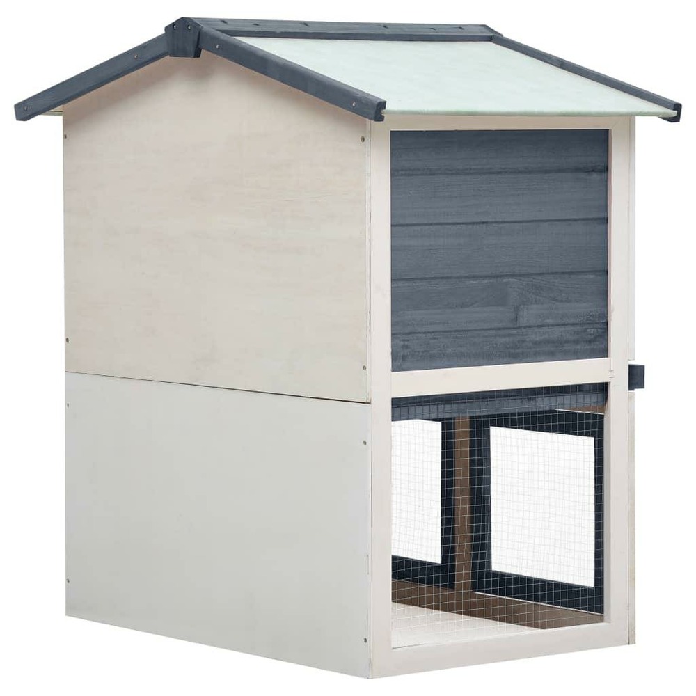 Clapier d'extérieur 3 portes 94 x 60 x 98 cm bois gris et blanc