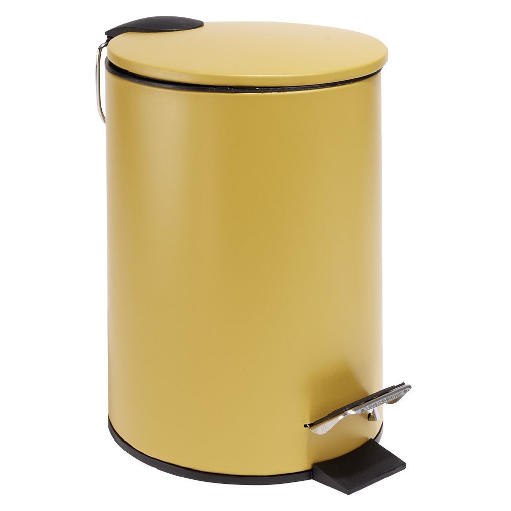 Poubelle salle de bain à pédale métal jaune 3L