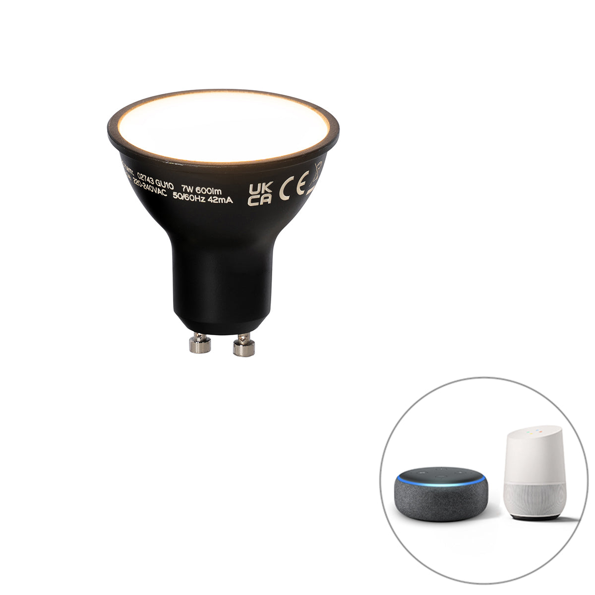 LUEDD Smart GU10 LED lamp zwart 7W 600 lm 3000K