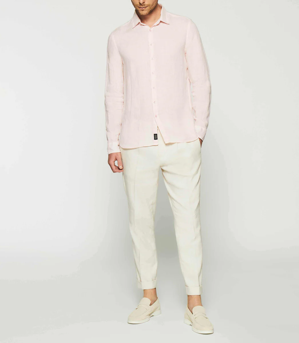 Chemise unie en lin rose KISS