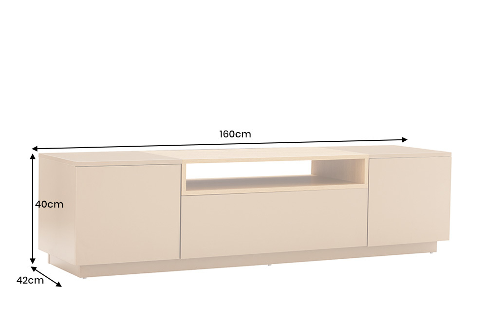 Modernes TV-Board LOFT 160cm natur grau beige greige drei Fächer Schublade